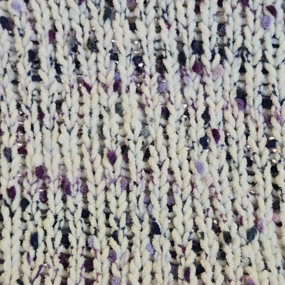 Cable and Gauge 2X Womens Sweater Pullover Knit Crew Neck White Purple Teal - Picture 6 of 8